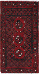 Ivory Hand-Knotted Afghan Tribal Geometric Wool Rug - 1'7" x 3'2"