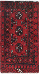 Ivory Hand-Knotted Afghan Tribal Geometric Wool Rug - 1'6" x 3'0"