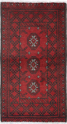 Ivory Hand-Knotted Afghan Tribal Geometric Wool Rug - 1'7" x 3'1"