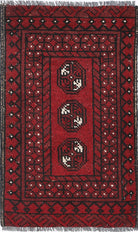 Ivory Hand-Knotted Afghan Tribal Geometric Wool Rug - 1'7" x 2'10"