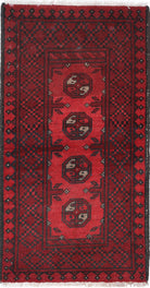 Ivory Hand-Knotted Afghan Tribal Geometric Wool Rug - 1'7" x 3'3"