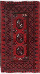 Ivory Hand-Knotted Afghan Tribal Geometric Wool Rug - 1'7" x 3'1"