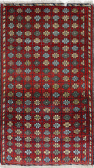 Ivory Hand-Knotted Afghan Tribal Geometric Wool Rug - 1'7" x 2'10"