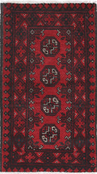 Ivory Hand-Knotted Afghan Tribal Geometric Wool Rug - 1'7" x 3'2"