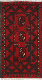 Ivory Hand-Knotted Afghan Tribal Geometric Wool Rug - 1'8" x 3'3"