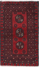 Ivory Hand-Knotted Afghan Tribal Geometric Wool Rug - 1'8" x 3'0"