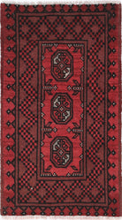 Ivory Hand-Knotted Afghan Tribal Geometric Wool Rug - 1'7" x 3'0"