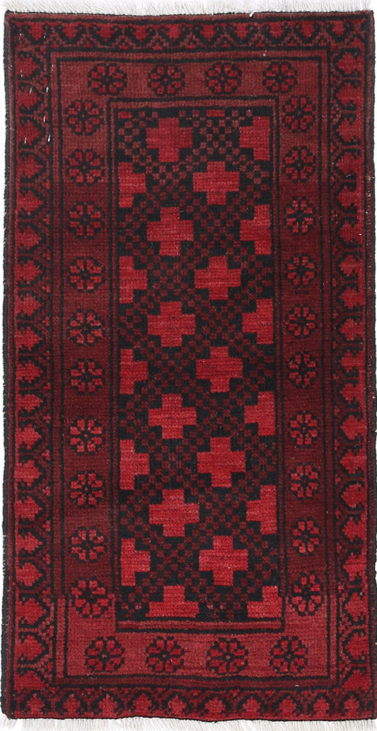 Ivory Hand-Knotted Afghan Tribal Geometric Wool Rug - 2'7" x 8'0"