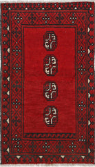 Ivory Hand-Knotted Afghan Tribal Geometric Wool Rug - 1'9" x 3'2"