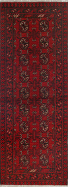 Ivory Hand-Knotted Afghan Tribal Geometric Wool Rug - 2'2" x 6'3"