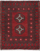 Ivory Hand-Knotted Afghan Tribal Geometric Wool Rug - 1'8" x 2'2"