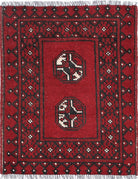 Ivory Hand-Knotted Afghan Tribal Geometric Wool Rug - 1'7" x 2'1"