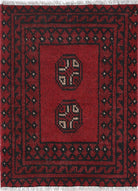 Ivory Hand-Knotted Afghan Tribal Geometric Wool Rug - 1'6" x 2'1"