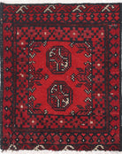Ivory Hand-Knotted Afghan Tribal Geometric Wool Rug - 1'8" x 2'0"