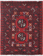 Ivory Hand-Knotted Afghan Tribal Geometric Wool Rug - 1'9" x 2'3"
