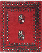Ivory Hand-Knotted Afghan Tribal Geometric Wool Rug - 1'6" x 2'3"