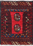 Ivory Hand-Knotted Afghan Tribal Geometric Wool Rug - 1'6" x 2'2"