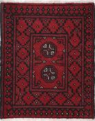 Ivory Hand-Knotted Afghan Tribal Geometric Wool Rug - 1'7" x 2'1"