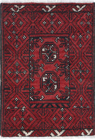 Ivory Hand-Knotted Afghan Tribal Geometric Wool Rug - 1'8" x 2'6"