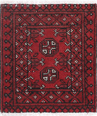 Ivory Hand-Knotted Afghan Tribal Geometric Wool Rug - 1'7" x 1'10"