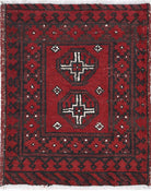 Ivory Hand-Knotted Afghan Tribal Geometric Wool Rug - 1'7" x 2'1"