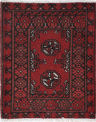 Ivory Hand-Knotted Afghan Tribal Geometric Wool Rug - 1'8" x 2'1"