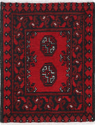 Ivory Hand-Knotted Afghan Tribal Geometric Wool Rug - 1'7" x 2'1"
