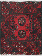 Ivory Hand-Knotted Afghan Tribal Geometric Wool Rug - 1'7" x 2'1"