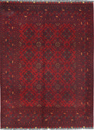 Ivory Hand-Knotted Afghan Tribal Geometric Wool Rug - 1'7" x 2'2"