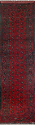 Ivory Hand-Knotted Afghan Tribal Geometric Wool Rug - 2'8" x 9'6"