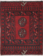 Ivory Hand-Knotted Afghan Tribal Geometric Wool Rug - 1'6" x 2'1"