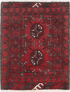 Ivory Hand-Knotted Afghan Tribal Geometric Wool Rug - 1'7" x 2'1"