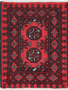 Ivory Hand-Knotted Afghan Tribal Geometric Wool Rug - 1'6" x 2'0"