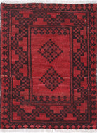 Ivory Hand-Knotted Afghan Tribal Geometric Wool Rug - 1'7" x 2'2"