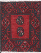 Ivory Hand-Knotted Afghan Tribal Geometric Wool Rug - 1'6" x 2'0"