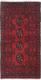 Ivory Hand-Knotted Afghan Tribal Geometric Wool Rug - 1'7" x 3'2"