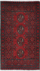 Ivory Hand-Knotted Afghan Tribal Geometric Wool Rug - 1'7" x 2'11"