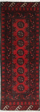 Ivory Hand-Knotted Afghan Tribal Geometric Wool Rug - 1'6" x 4'8"
