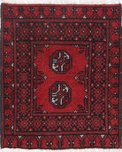 Ivory Hand-Knotted Afghan Tribal Geometric Wool Rug - 1'9" x 2'0"