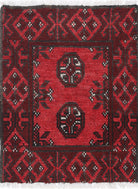 Ivory Hand-Knotted Afghan Tribal Geometric Wool Rug - 1'7" x 2'1"