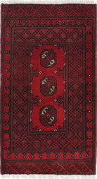 Ivory Hand-Knotted Afghan Tribal Geometric Wool Rug - 1'7" x 3'0"