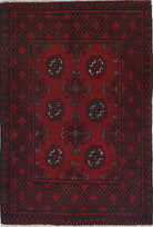 Ivory Hand-Knotted Afghan Tribal Geometric Wool Rug - 2'6" x 3'7"
