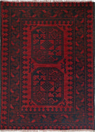 Ivory Hand-Knotted Afghan Tribal Geometric Wool Rug - 2'4" x 3'4"