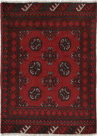 Ivory Hand-Knotted Afghan Tribal Geometric Wool Rug - 2'6" x 3'6"