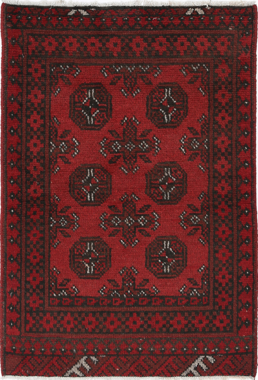 Ivory Hand-Knotted Afghan Tribal Geometric Wool Rug - 2'6" x 3'9"