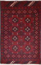 Ivory Hand-Knotted Afghan Tribal Geometric Wool Rug - 2'5" x 3'10"