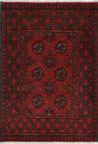 Ivory Hand-Knotted Afghan Tribal Geometric Wool Rug - 2'6" x 3'8"
