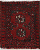 Ivory Hand-Knotted Afghan Tribal Geometric Wool Rug - 1'8" x 2'1"