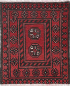 Ivory Hand-Knotted Afghan Tribal Geometric Wool Rug - 1'7" x 2'0"