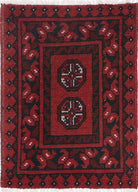 Ivory Hand-Knotted Afghan Tribal Geometric Wool Rug - 1'6" x 2'1"